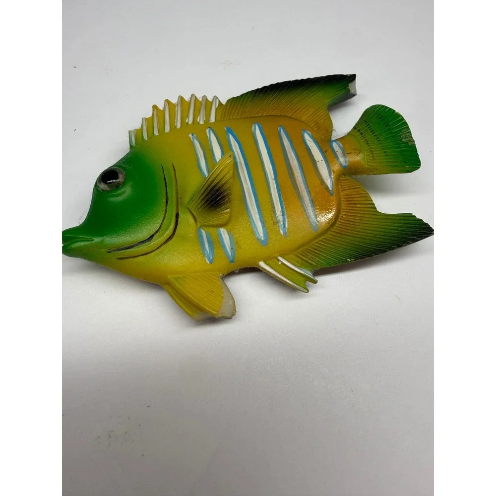 Tropical Fish Refrigerator Magnet Yellow Green Blue Striped Coastal Decor 4.5